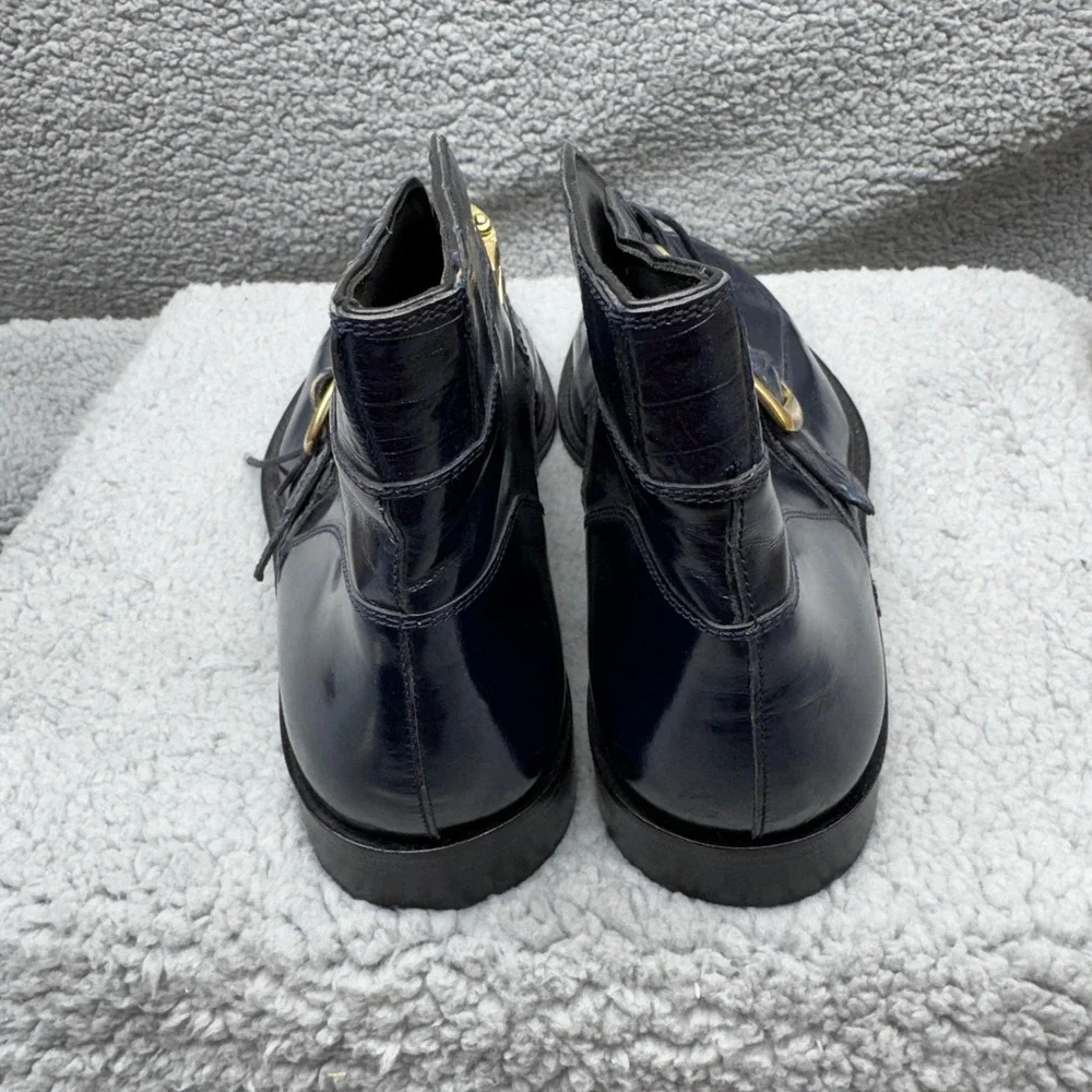 David Eden Alba Boots Mens Size 8.5 Blue Crocodile‎ Buckle Strap Chukka Italy